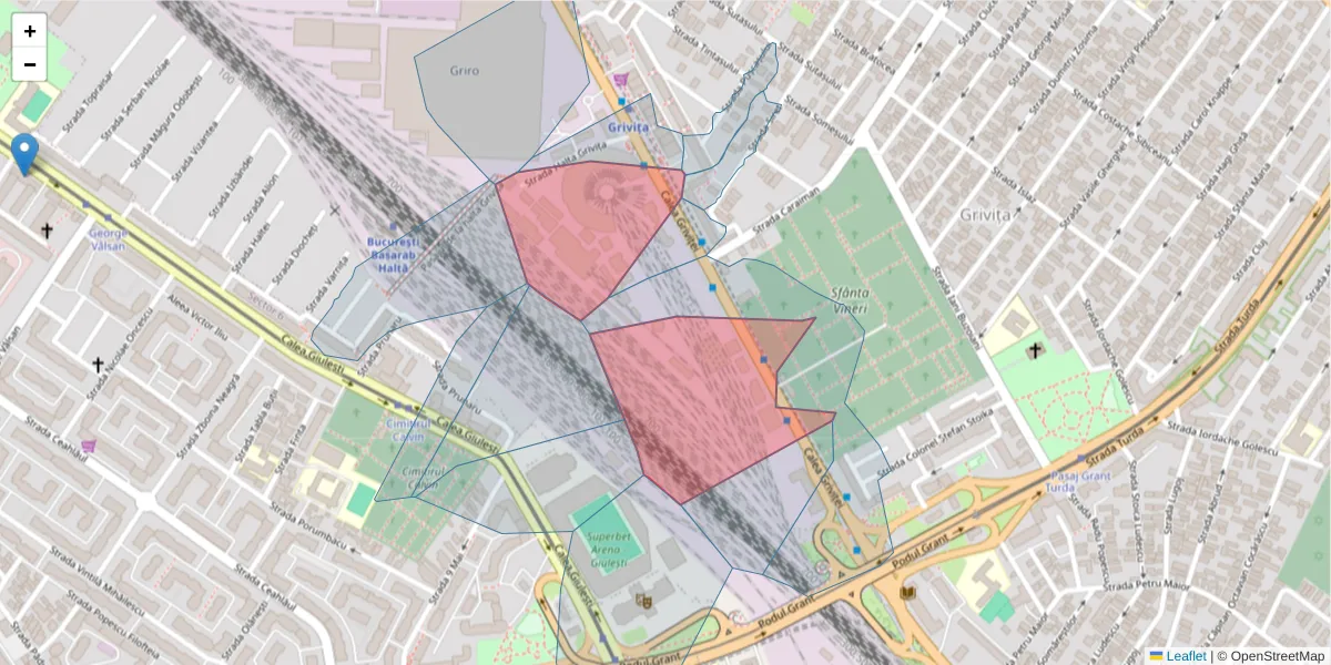 Hartă a codului poștal  și a codurilor poștale învecinate