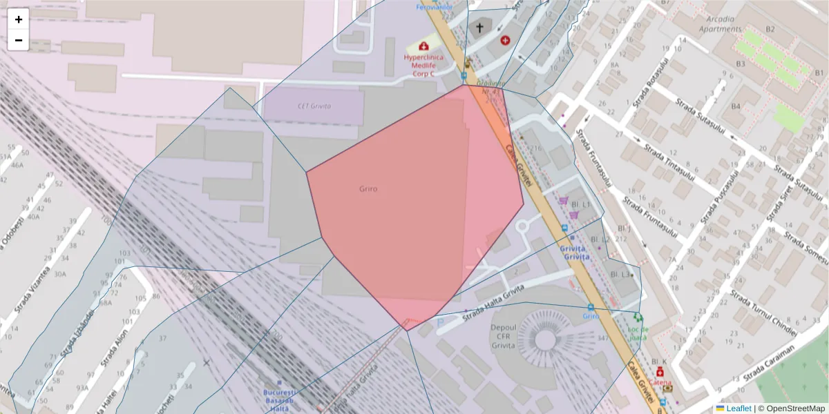 Hartă a codului poștal  și a codurilor poștale învecinate