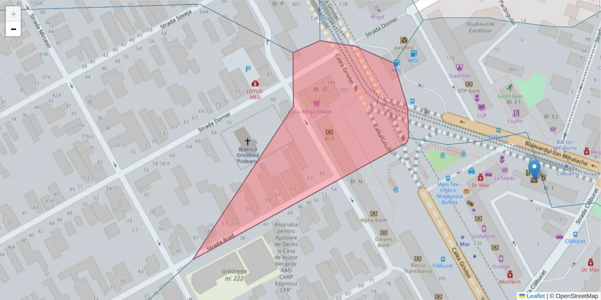 Hartă a codului poștal  și a codurilor poștale învecinate