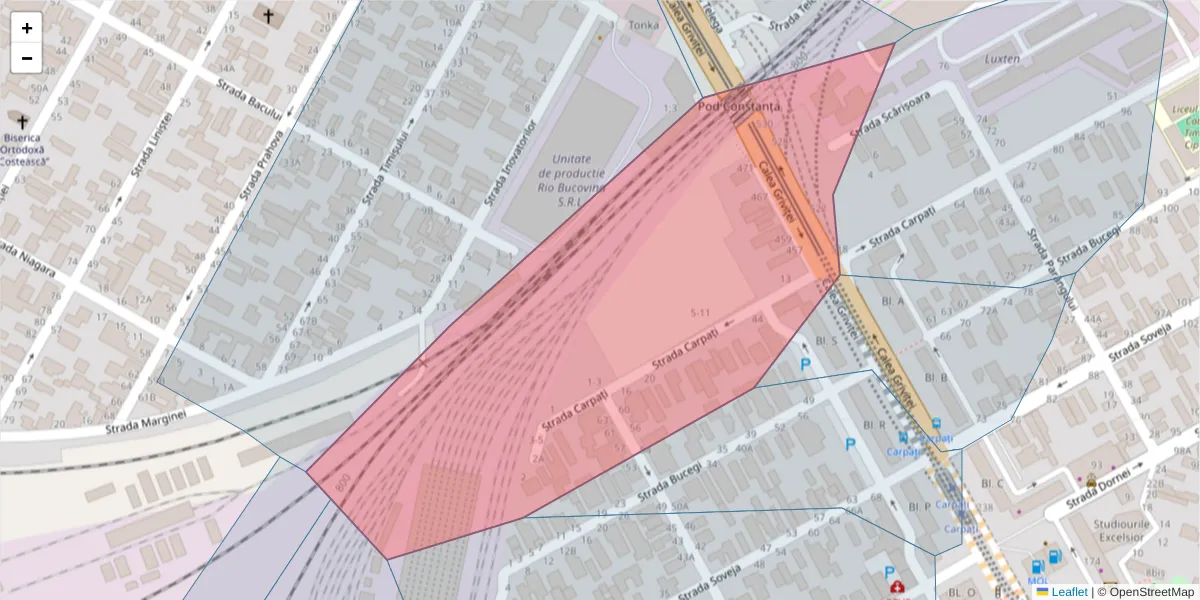 Hartă a codului poștal  și a codurilor poștale învecinate