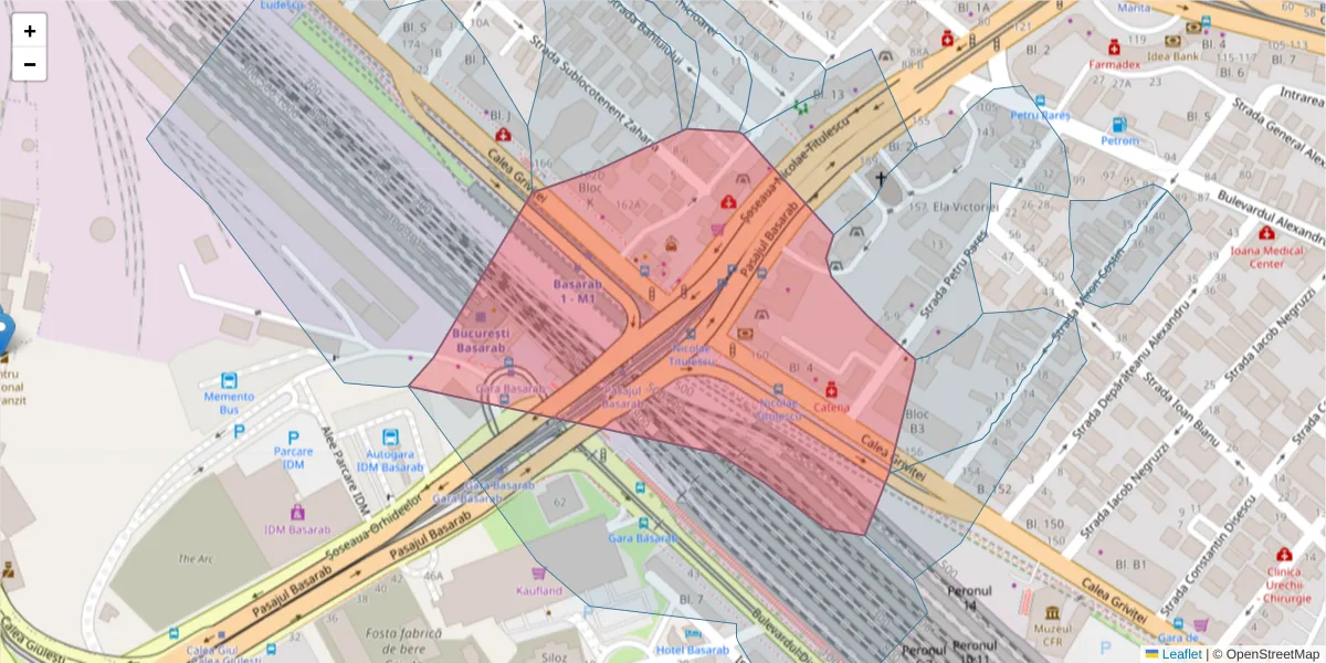 Hartă a codului poștal  și a codurilor poștale învecinate