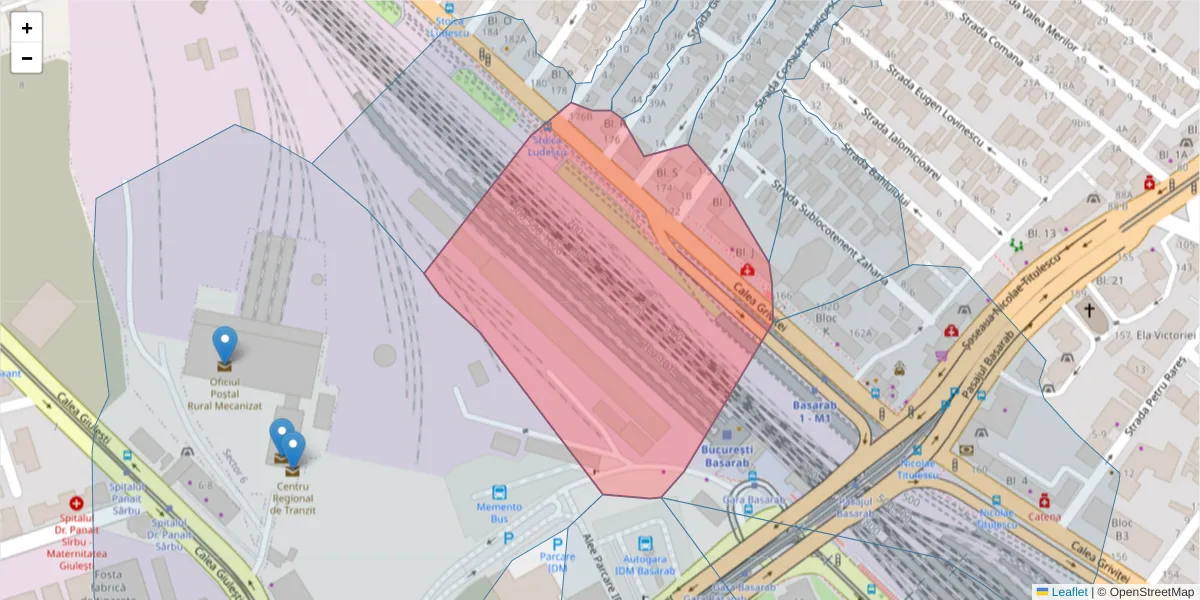 Hartă a codului poștal  și a codurilor poștale învecinate