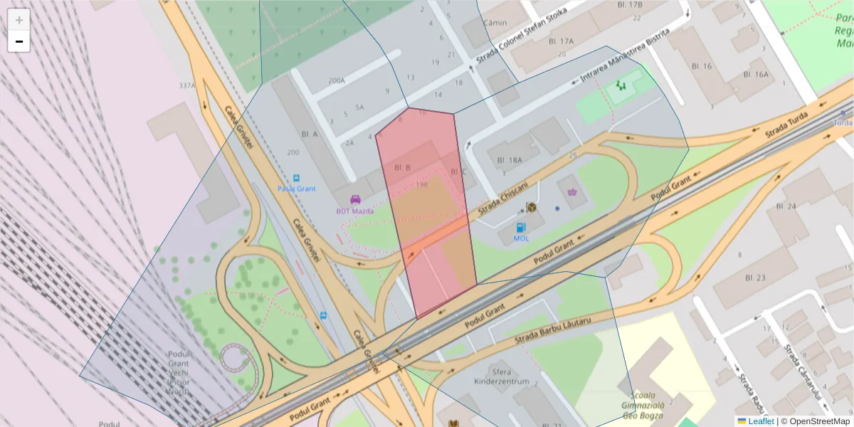 Hartă a codului poștal  și a codurilor poștale învecinate