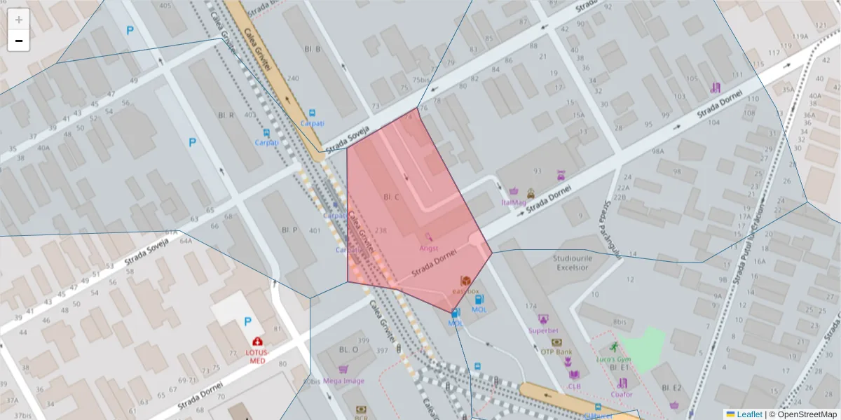 Hartă a codului poștal  și a codurilor poștale învecinate