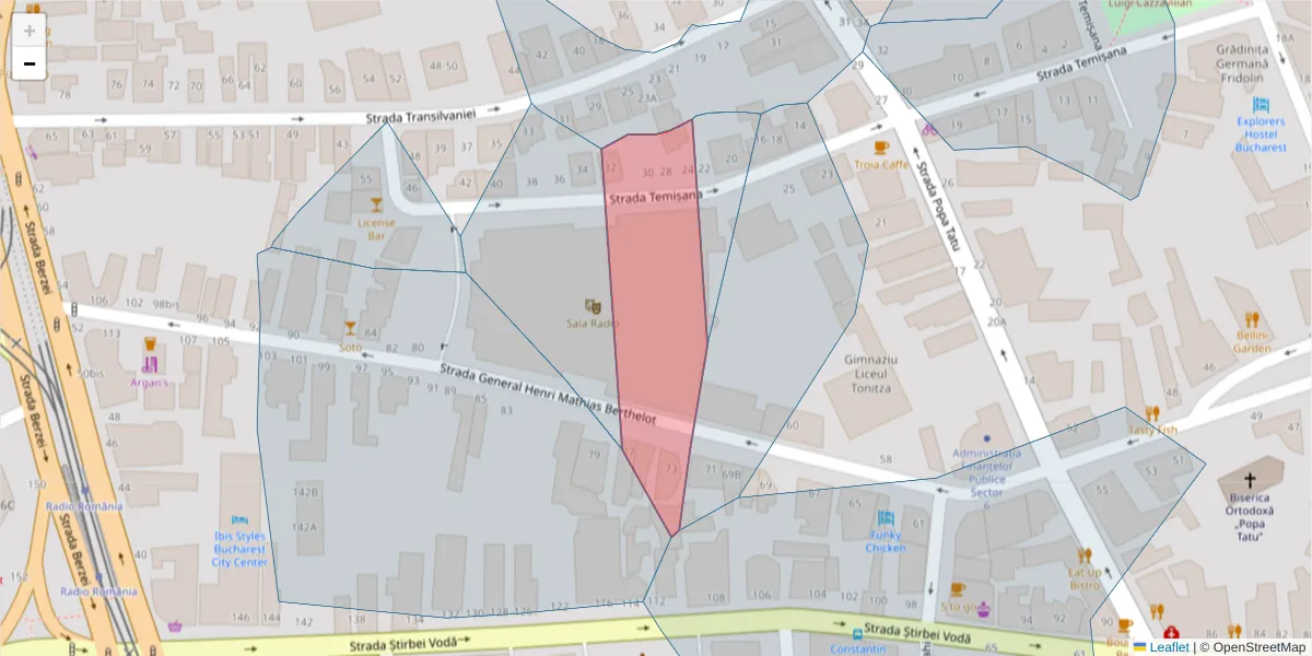 Hartă a codului poștal  și a codurilor poștale învecinate