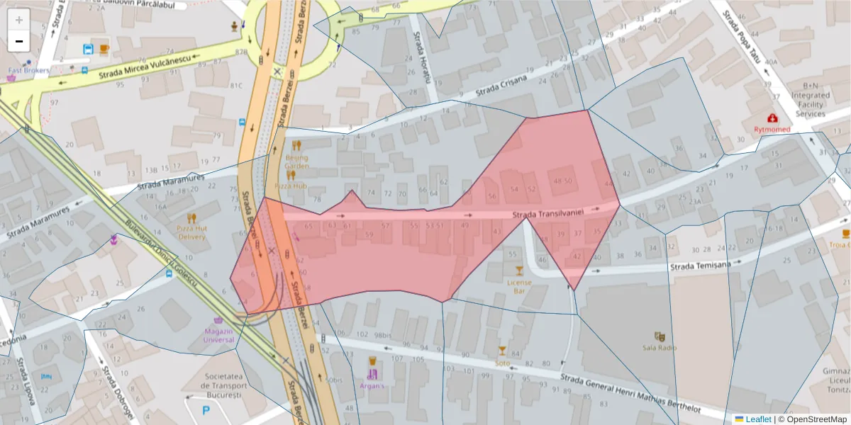 Hartă a codului poștal  și a codurilor poștale învecinate