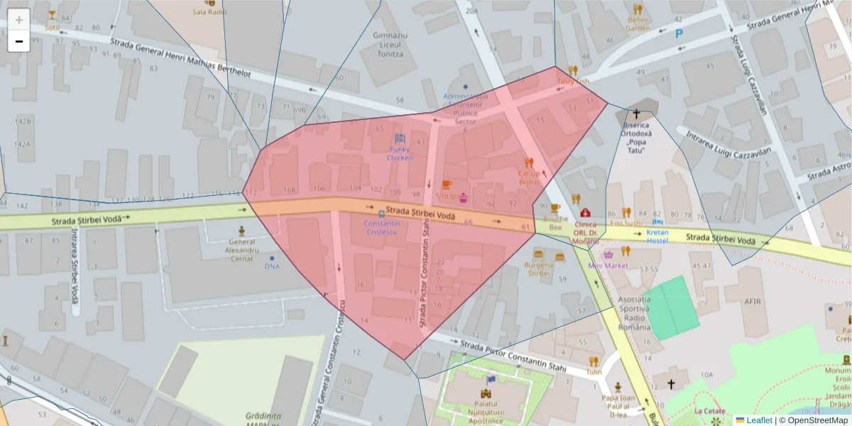 Hartă a codului poștal  și a codurilor poștale învecinate