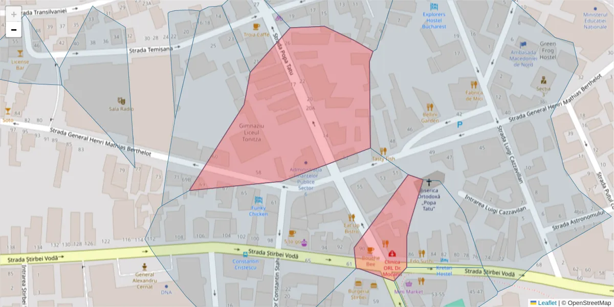 Hartă a codului poștal  și a codurilor poștale învecinate