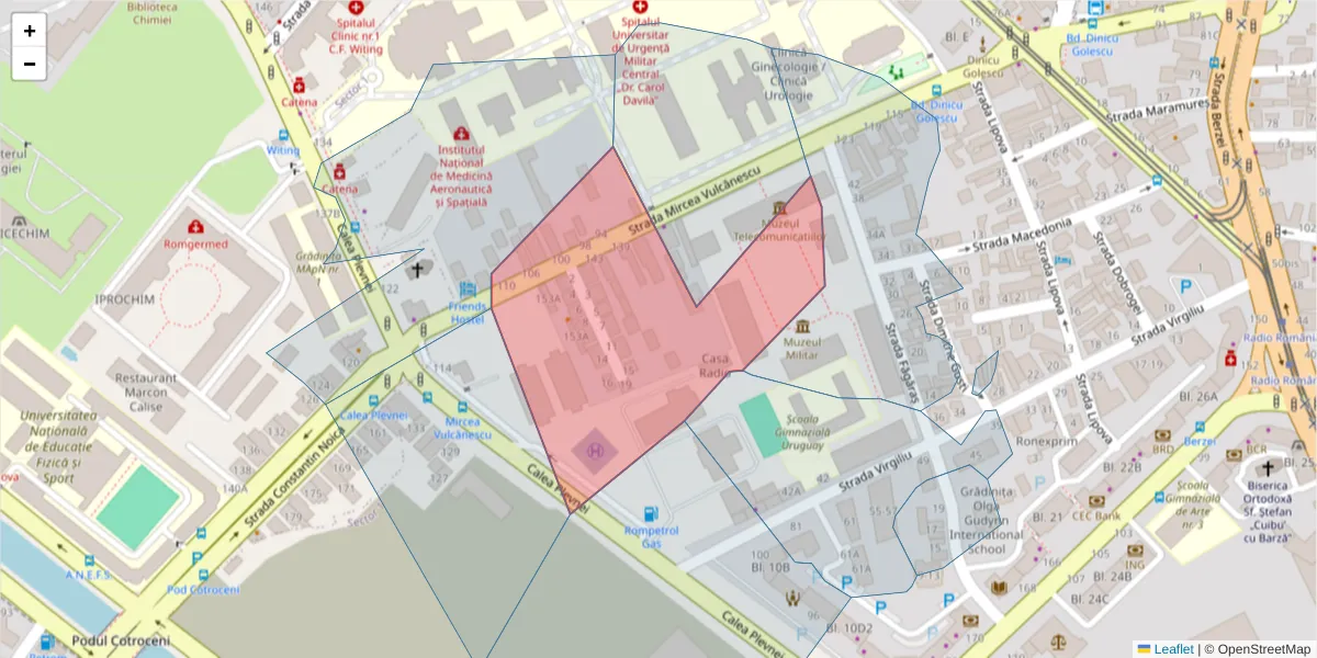 Hartă a codului poștal  și a codurilor poștale învecinate