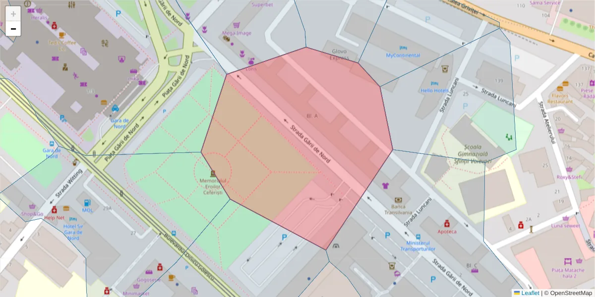 Hartă a codului poștal  și a codurilor poștale învecinate