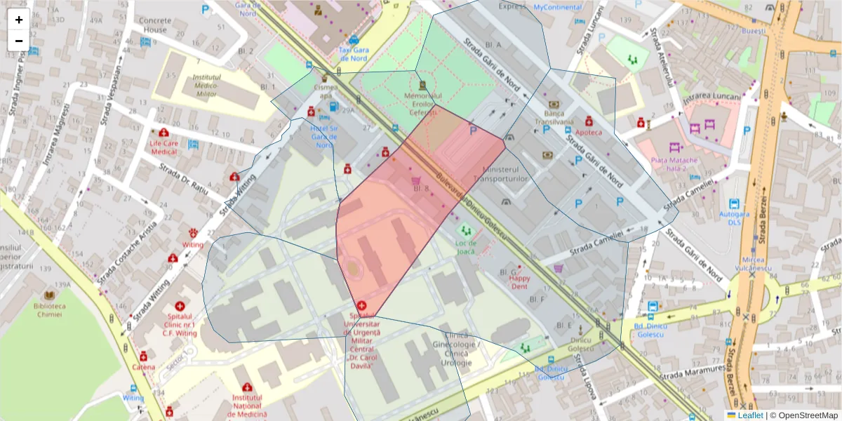 Hartă a codului poștal  și a codurilor poștale învecinate