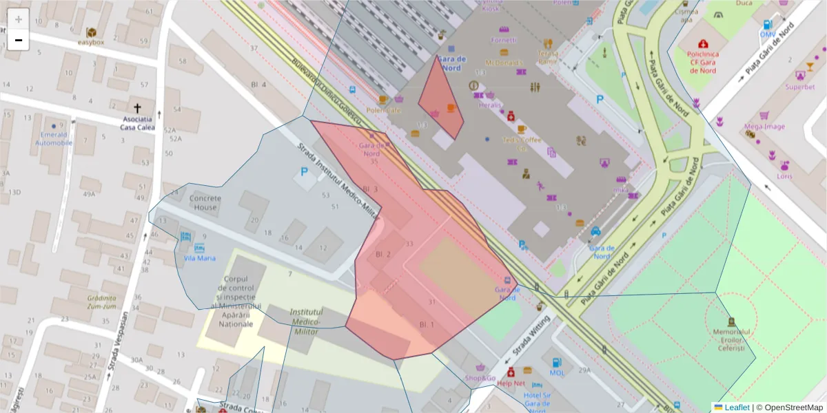 Hartă a codului poștal  și a codurilor poștale învecinate