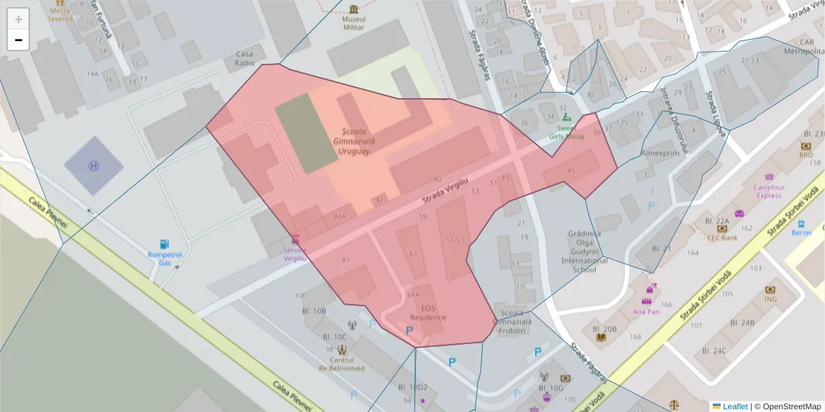 Hartă a codului poștal  și a codurilor poștale învecinate