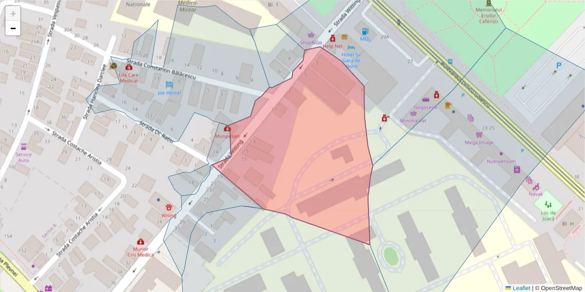 Hartă a codului poștal  și a codurilor poștale învecinate