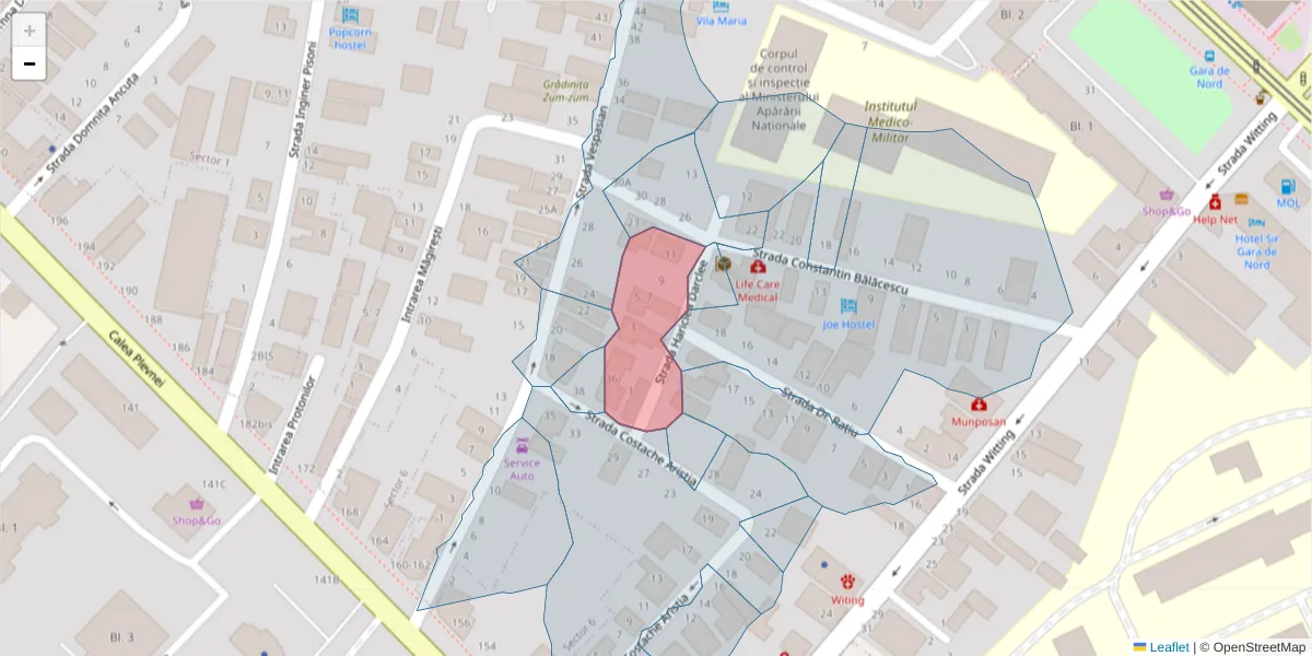 Hartă a codului poștal  și a codurilor poștale învecinate