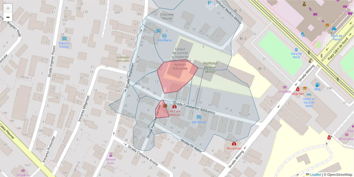 Hartă a codului poștal  și a codurilor poștale învecinate