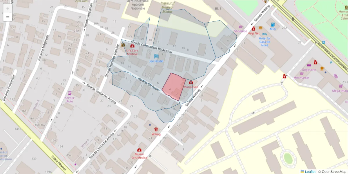 Hartă a codului poștal  și a codurilor poștale învecinate