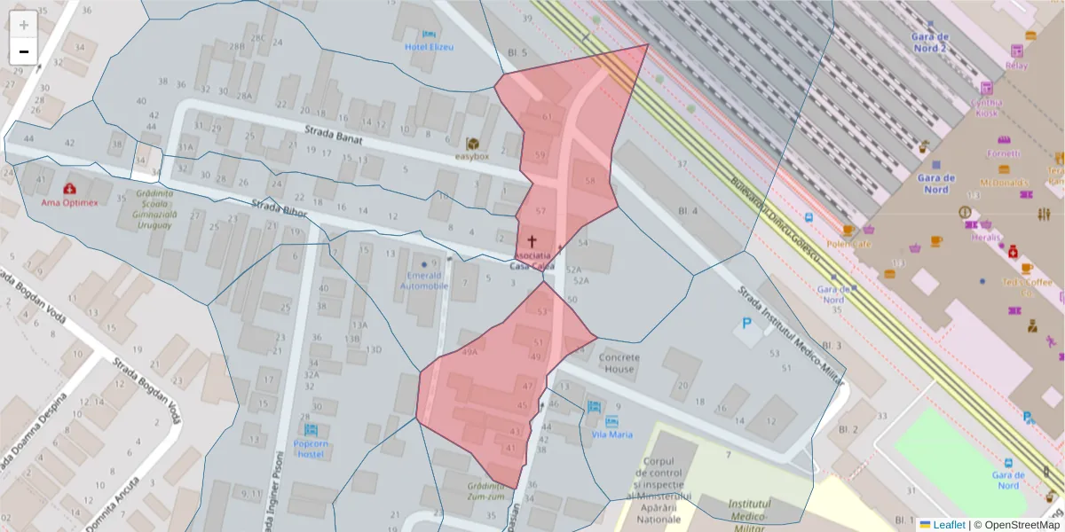 Hartă a codului poștal  și a codurilor poștale învecinate