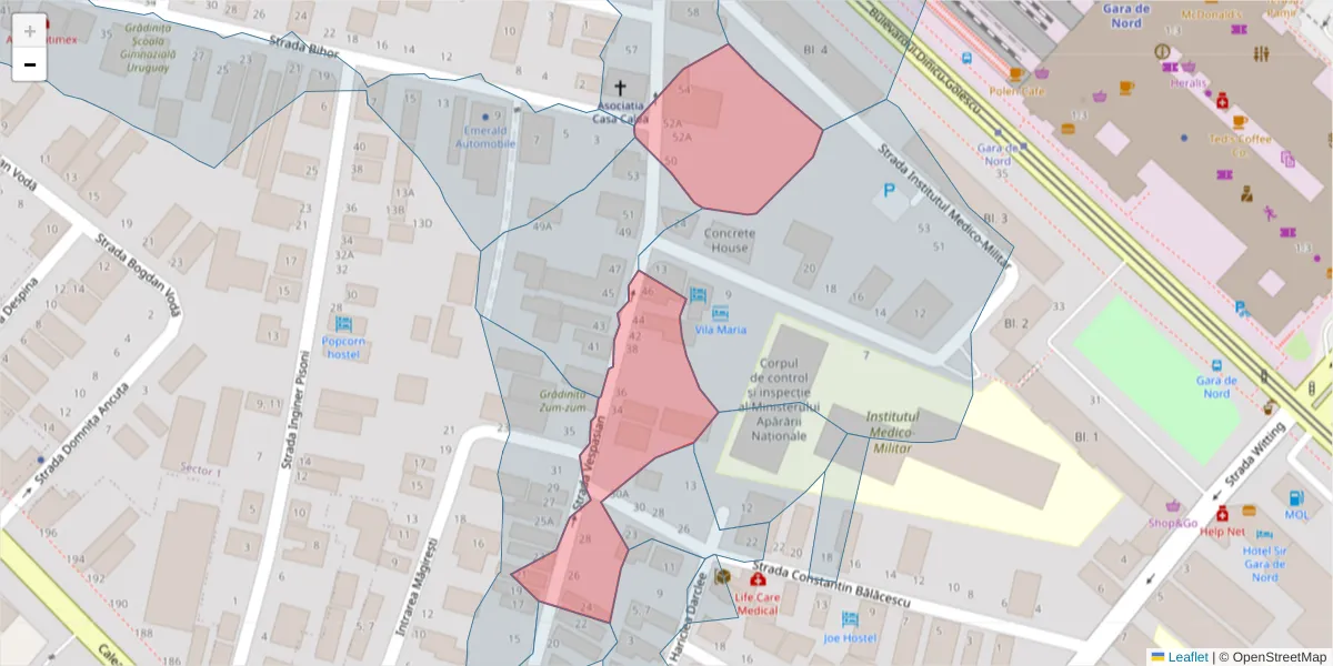 Hartă a codului poștal  și a codurilor poștale învecinate