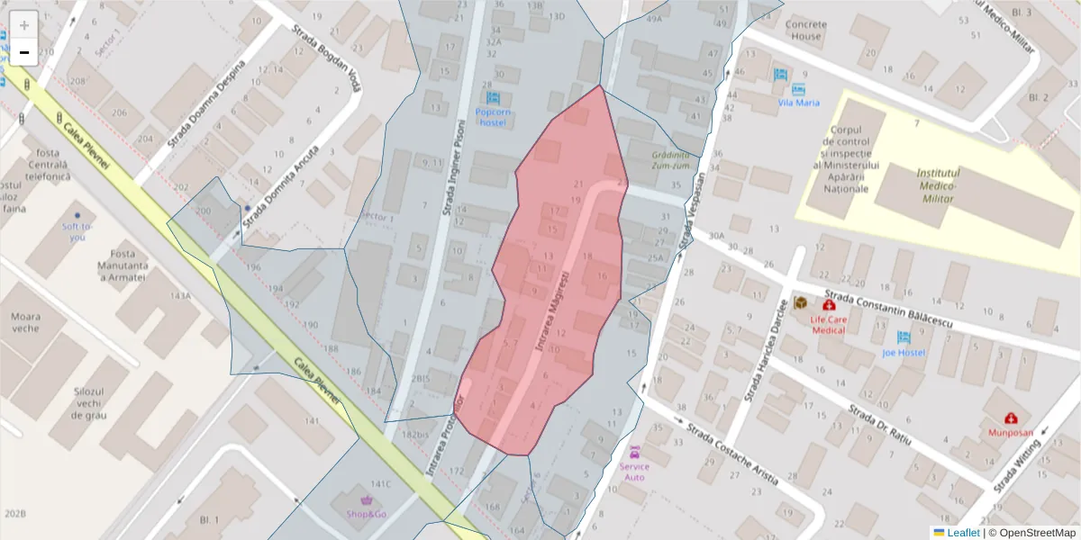 Hartă a codului poștal  și a codurilor poștale învecinate