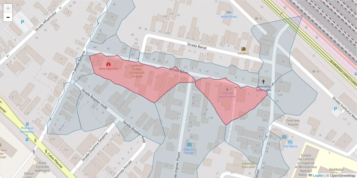 Hartă a codului poștal  și a codurilor poștale învecinate