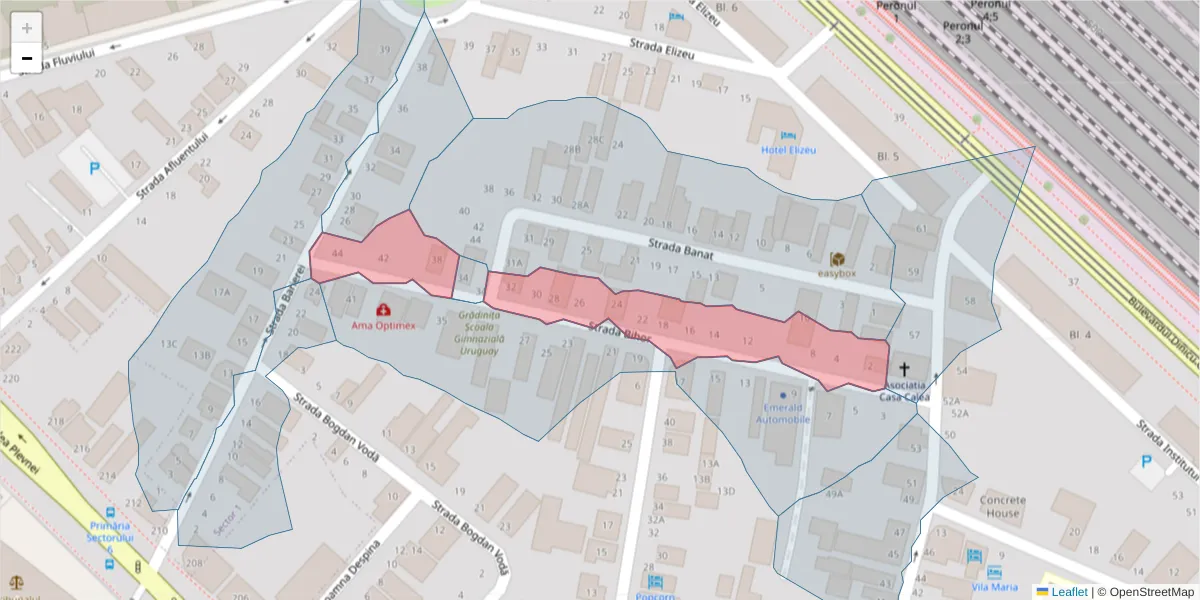 Hartă a codului poștal  și a codurilor poștale învecinate