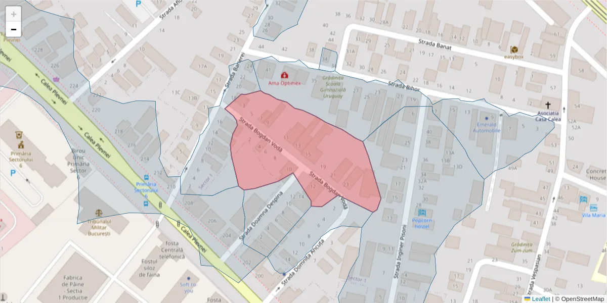 Hartă a codului poștal  și a codurilor poștale învecinate