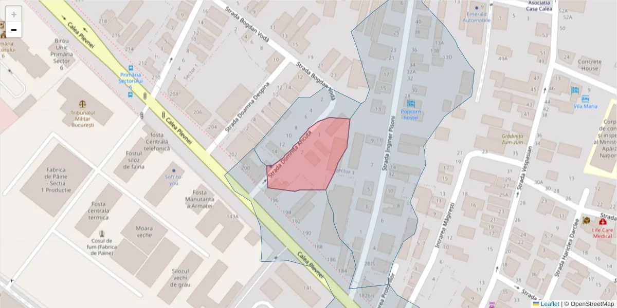 Hartă a codului poștal  și a codurilor poștale învecinate