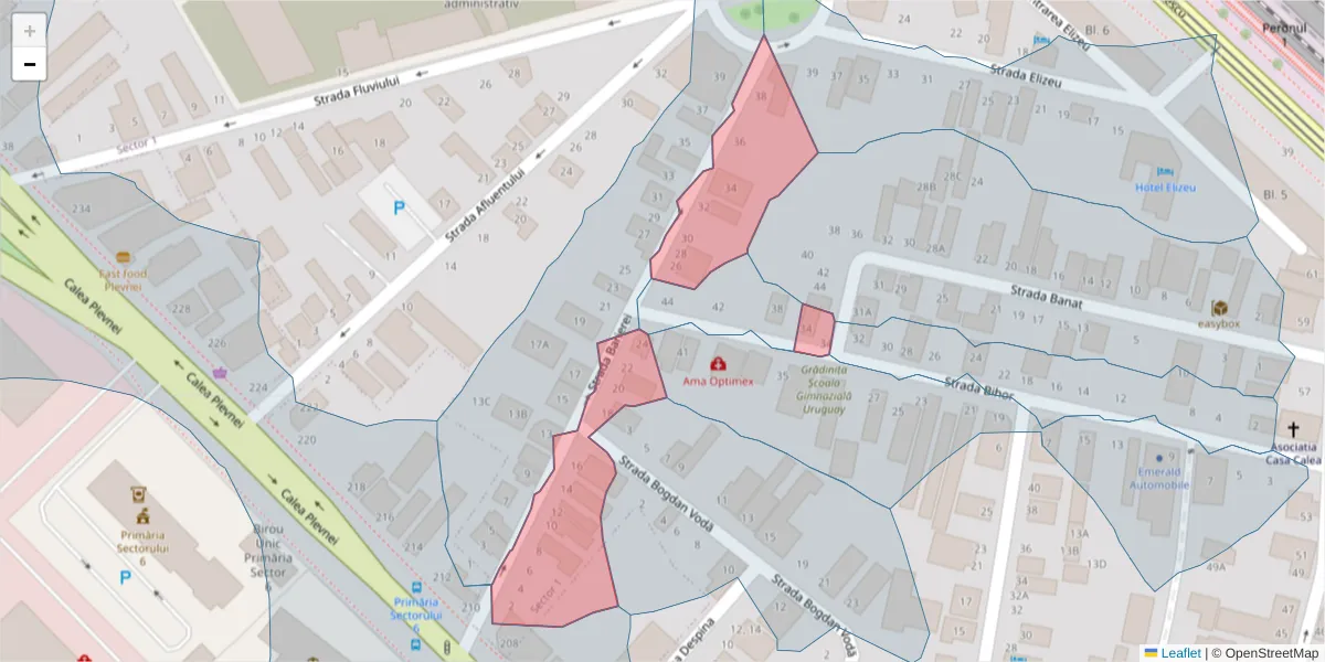 Hartă a codului poștal  și a codurilor poștale învecinate