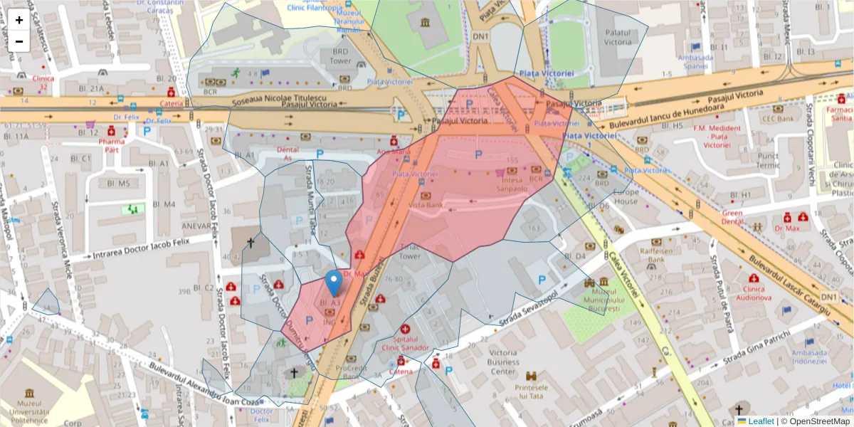 Hartă a codului poștal  și a codurilor poștale învecinate