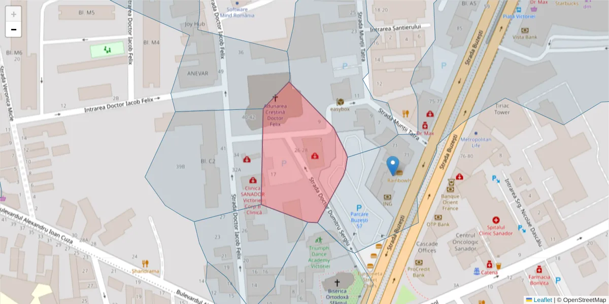 Hartă a codului poștal  și a codurilor poștale învecinate