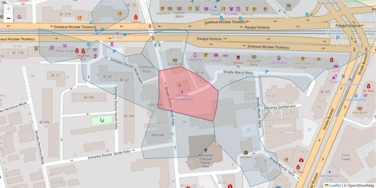 Hartă a codului poștal  și a codurilor poștale învecinate