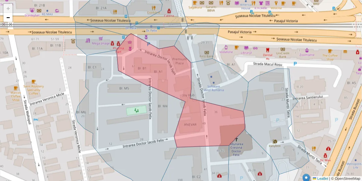 Hartă a codului poștal  și a codurilor poștale învecinate