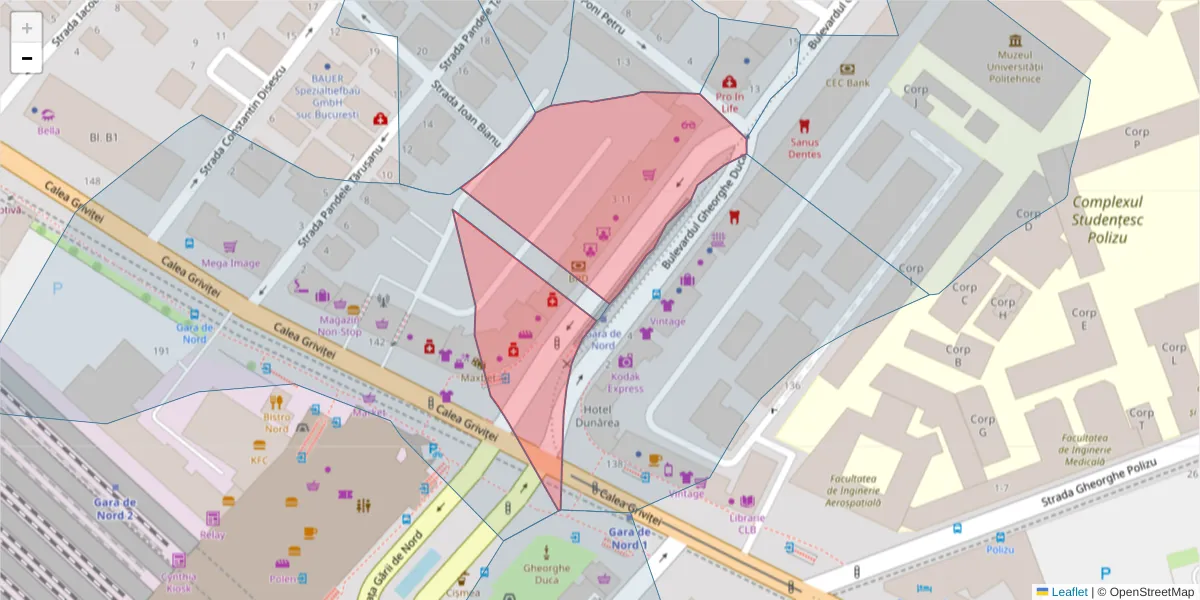 Hartă a codului poștal  și a codurilor poștale învecinate