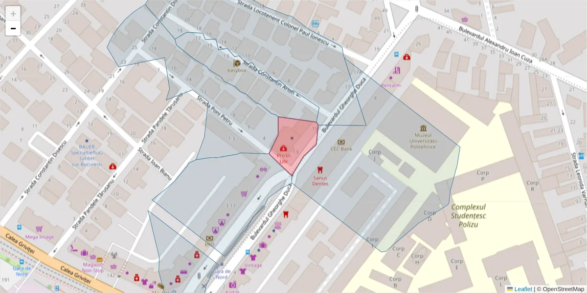 Hartă a codului poștal  și a codurilor poștale învecinate