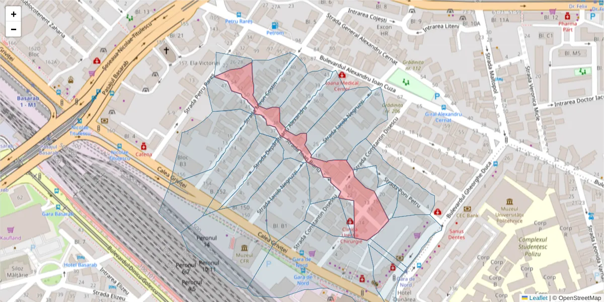 Hartă a codului poștal  și a codurilor poștale învecinate