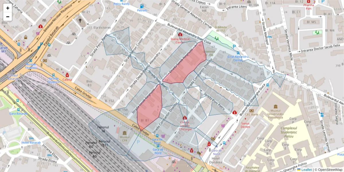 Hartă a codului poștal  și a codurilor poștale învecinate