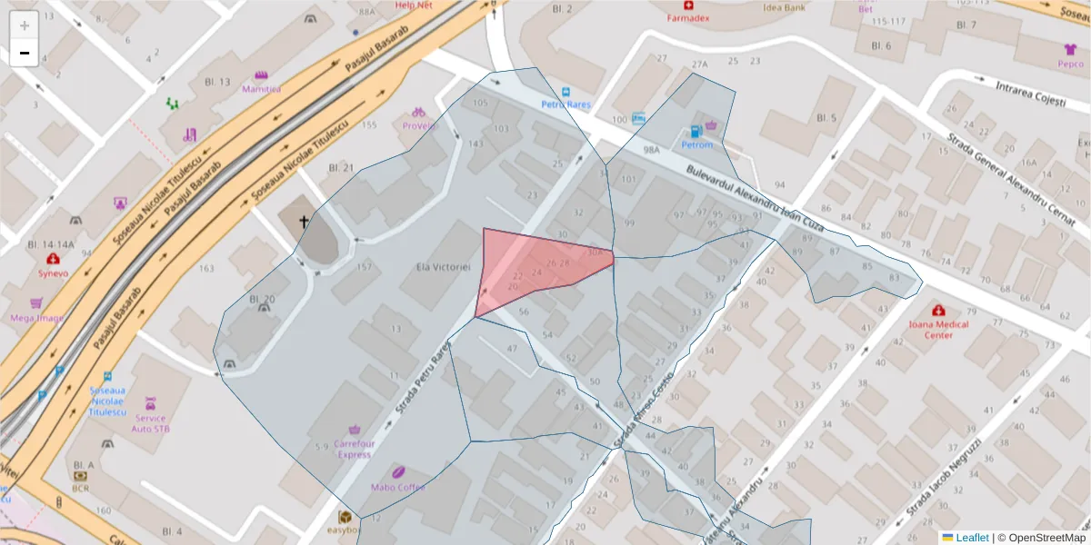 Hartă a codului poștal  și a codurilor poștale învecinate