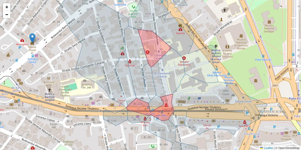 Hartă a codului poștal  și a codurilor poștale învecinate