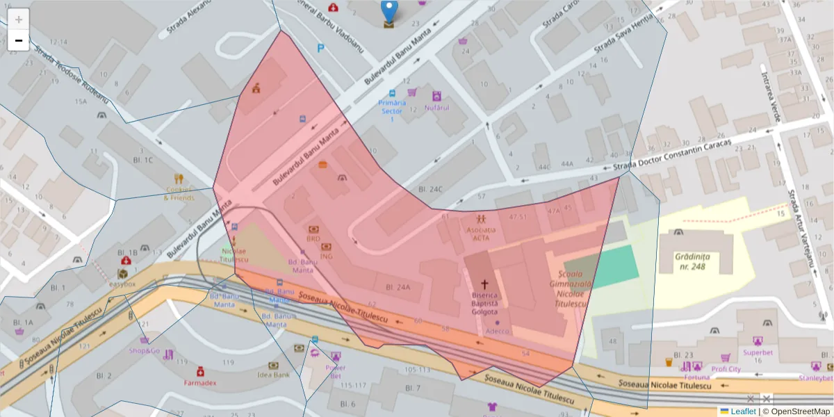 Hartă a codului poștal  și a codurilor poștale învecinate
