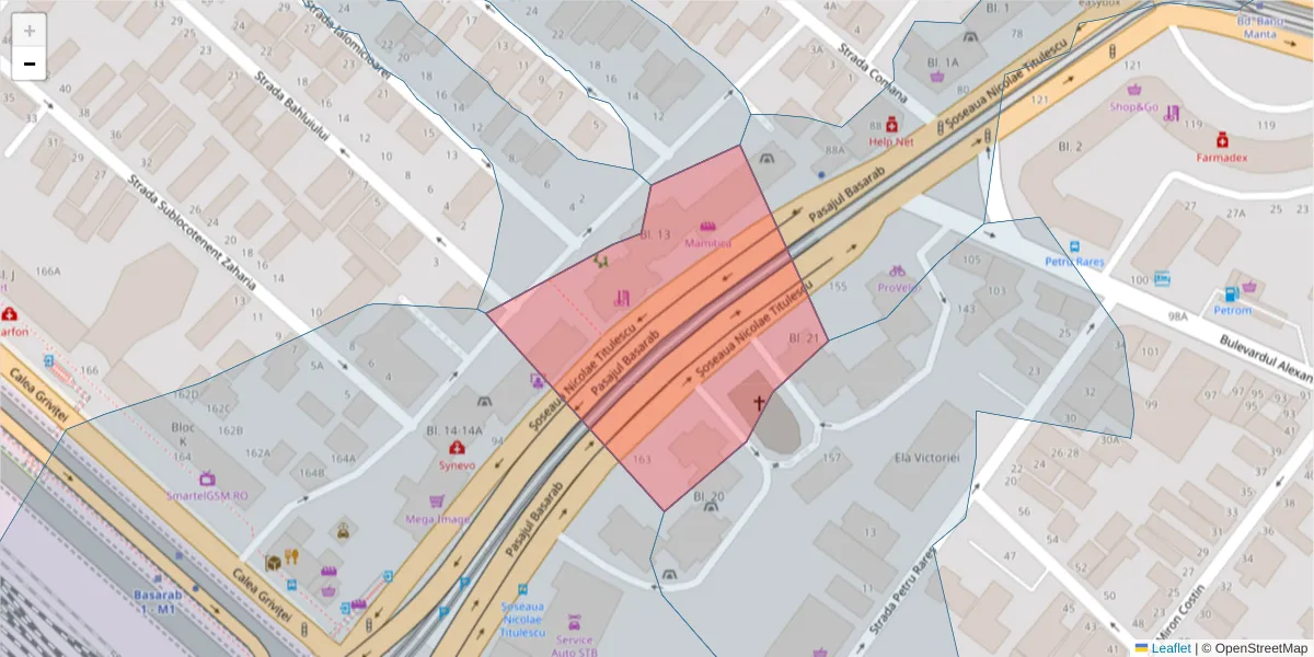 Hartă a codului poștal  și a codurilor poștale învecinate
