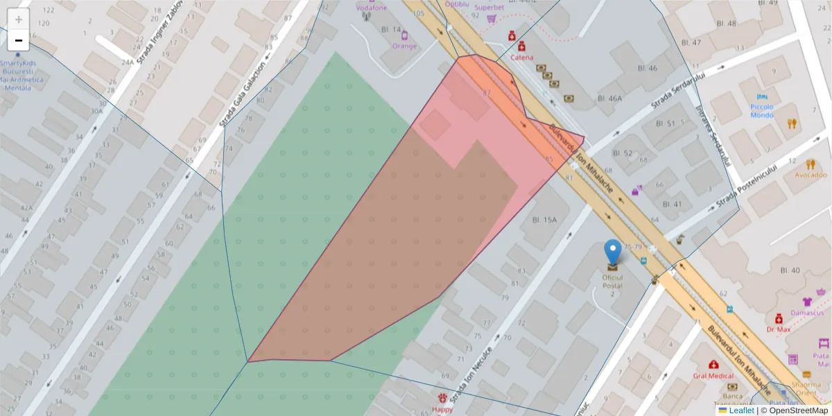 Hartă a codului poștal  și a codurilor poștale învecinate