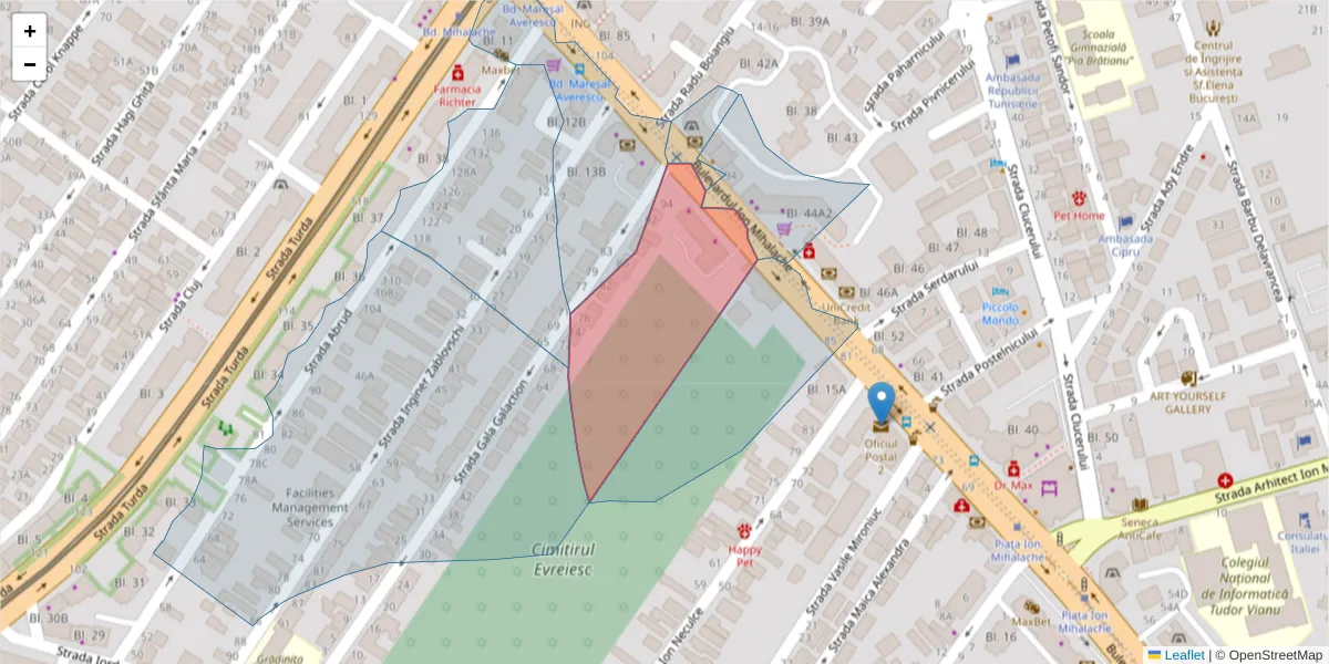 Hartă a codului poștal  și a codurilor poștale învecinate