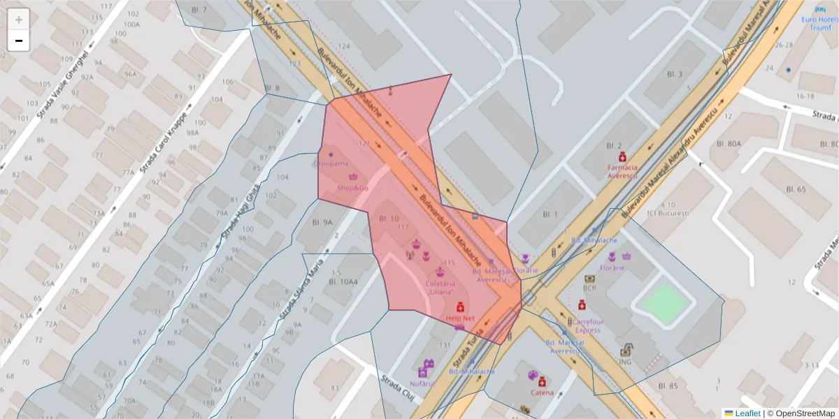 Hartă a codului poștal  și a codurilor poștale învecinate