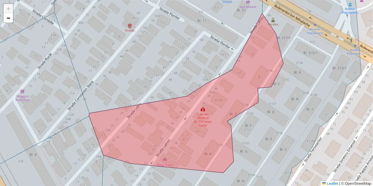 Hartă a codului poștal  și a codurilor poștale învecinate