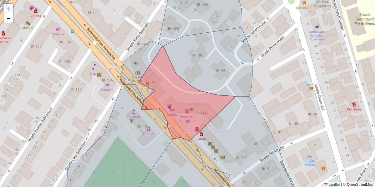 Hartă a codului poștal  și a codurilor poștale învecinate