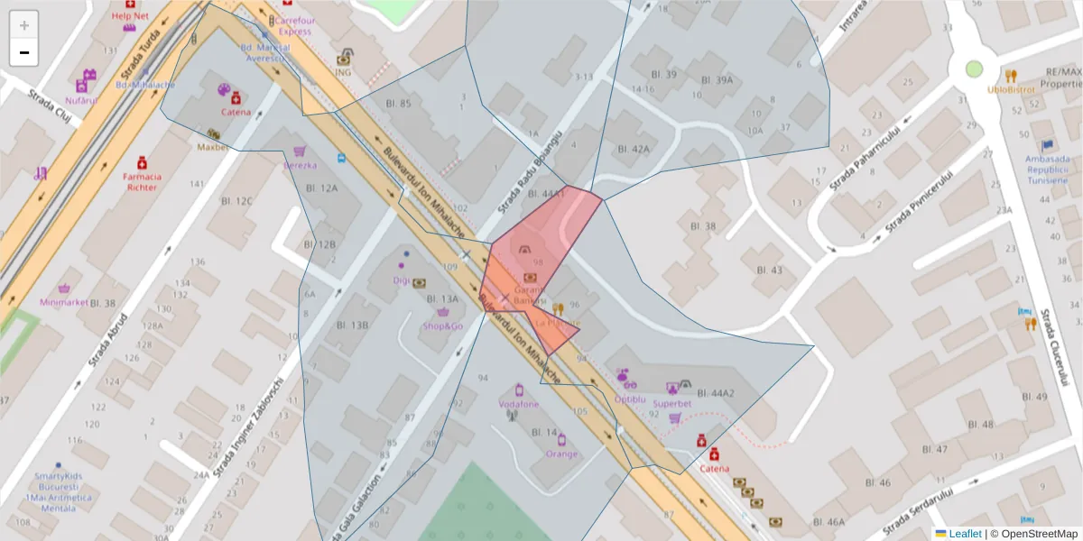 Hartă a codului poștal  și a codurilor poștale învecinate
