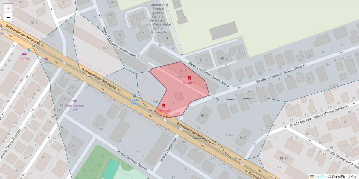 Hartă a codului poștal  și a codurilor poștale învecinate