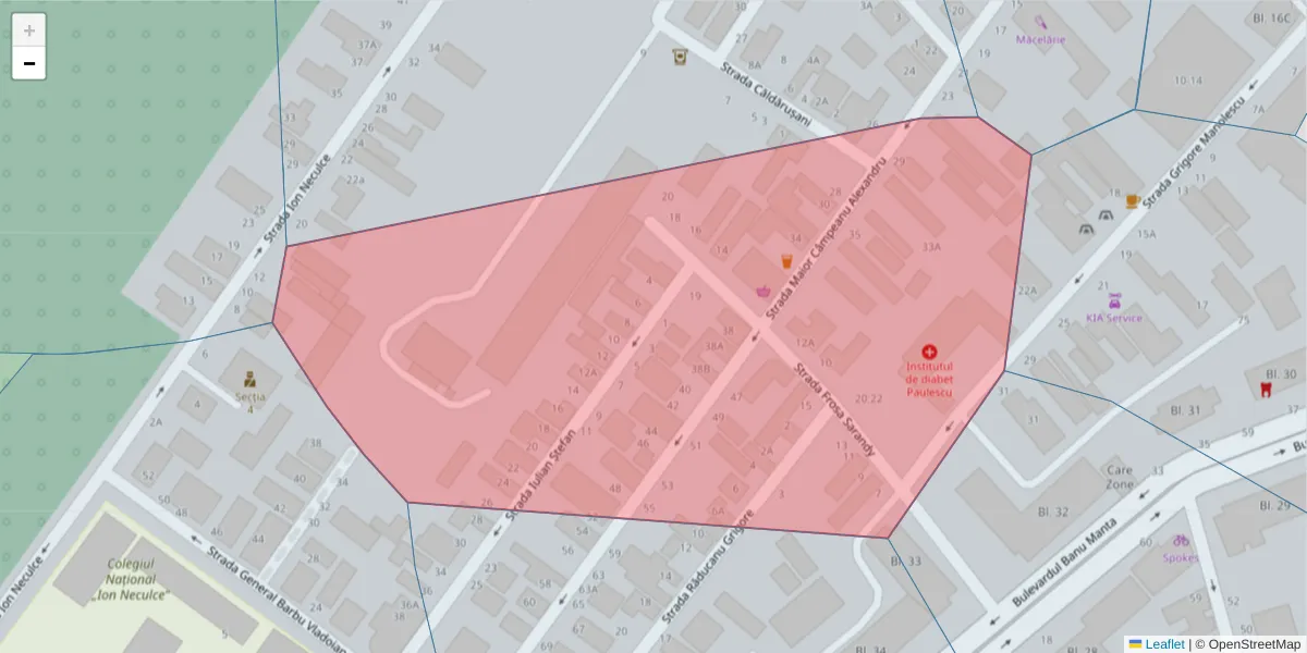 Hartă a codului poștal  și a codurilor poștale învecinate