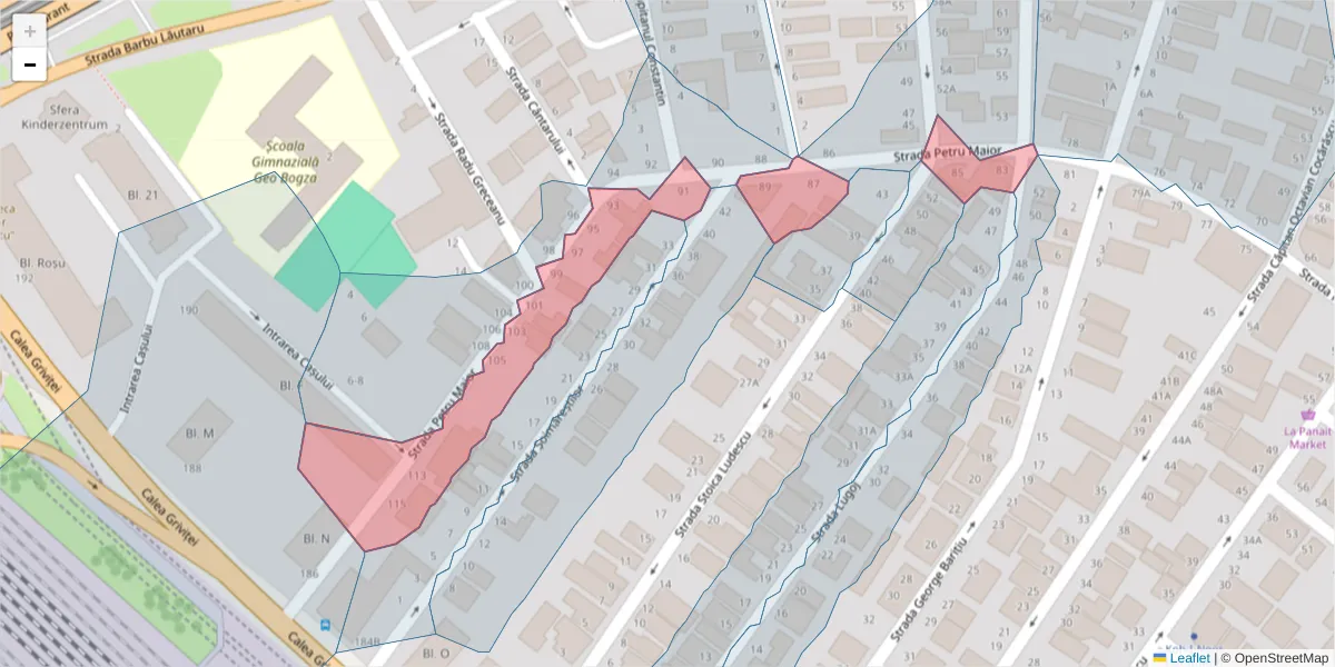 Hartă a codului poștal  și a codurilor poștale învecinate